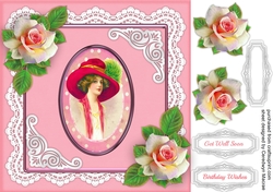 Vintage Lady with Pink Roses 3