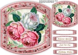 Beautiful Pink roses in a Flower Frame