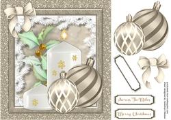 Beautiful Sepia Baubles and Christmas Candle