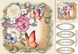 Beautifl Rose Ppeonys  and Butterflys 