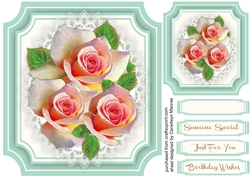 Beautiful Peach Roses on lace