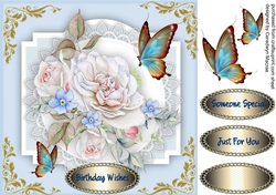Soft Cream Roses and Butterflys 