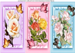 3 Lovely D.L Rose and Butterfly Toppers