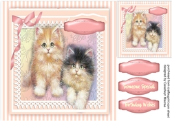 Beautiful Kittens on a Striped Mat