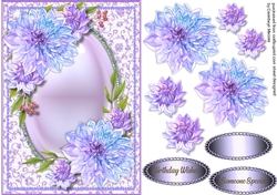 Beautiful Lilac Dahlias on a Oval Frame