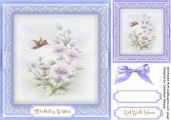 Beautiful Humming Bird and Trumpet Flowers