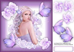 Glamour Girl With Roses and Butterflys