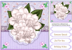 Beautiful White Magnolias on a lace Boarder