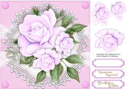 Deep Lilac Roses  on Vintage Lace  3
