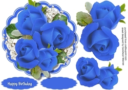 Deep Blue Roses and Babys Breath  5