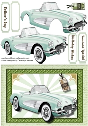 Its A Mans World ? , green Retro Car