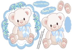 White Teddy with Blue Bow