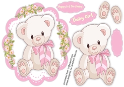 White Teddy with Pink Bow