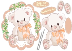 White Teddy with Peach Bow