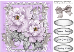 Beautiful Lilac Peony Roses  on Butterfly lace 