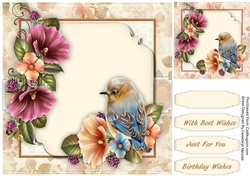 Beautiful Bird and Petunias