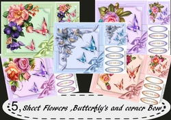 5, Sheet Flowers , Butterflys and sude bow