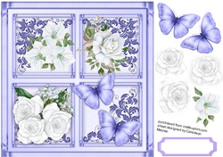 4 Square , Lilac and White Roses