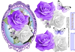 Beautiful lilac Roses in a Gilded frame