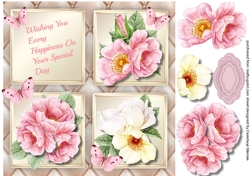 4 Square , Brier roses and butterflys