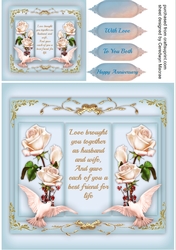 Beautiful Love Doves and White Roses , Anniversary