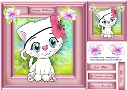 Kitty With Red Flower
