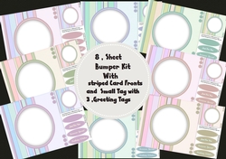 8, Sheet Bumper Kit with Striped card fronts and greeting tags 