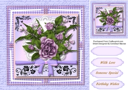 Lilac Roses on a Script Mat 