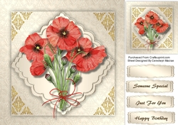 Lovely Poppies on a scalloped mat