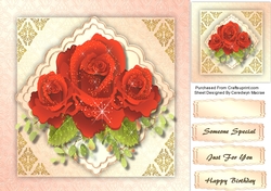 Lovely Red Roses on a scalloped mat