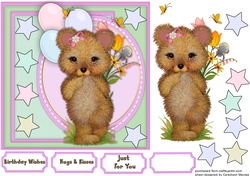 Beautiful Little Bear with Flowers 
