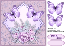 Lilac Butterflys on a Scalloped Mat