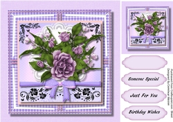 Beautiful Lilac Roses on Gingham