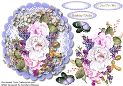 Lilac Roses on a Lace Mat