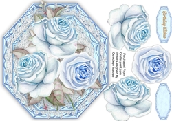 Blue Roses on a Octagonal Mat