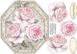 Pink Roses on a Gold Octagonal Mat