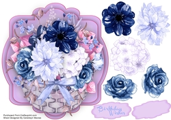 Beautiful Basket of  lilac and Navy Flowers 