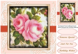 Beautiful pink Roses on Crner lace
