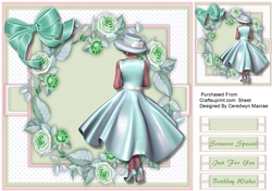 Lady in Aqua with Roses