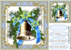 Beautiful Gold Bell and Blue Ribbon