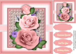Beautiful Pink Roses on Lace