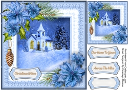 Christmas Blue Church at Night 3