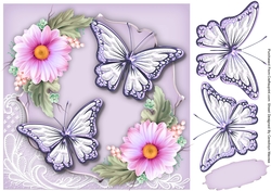 Beautiful Lilac Butterflys and Flowers