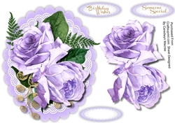 Stunning Lilac Roses on scalloped mat