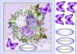 Deep Lilac Roses and Butterflys