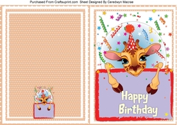 Print Cut and Fold, Happy Birthday Giraffe