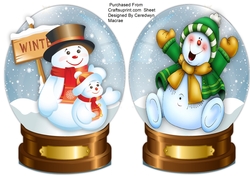 2 lovely snow globe Toppers 
