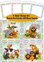 4, Sheet Bumper Kit, Animal Zoo Friends with Bonus Inserts