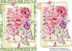 Beautiful Pink Roses on a Scroll Mat