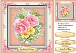 Beautiful Pink Roses in a Flower Frame 